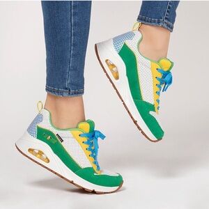 Skechers x BT21 Chimmy Sneakers Green Yellow White Lace Up Shoes‎ US 6 K-Pop BTS